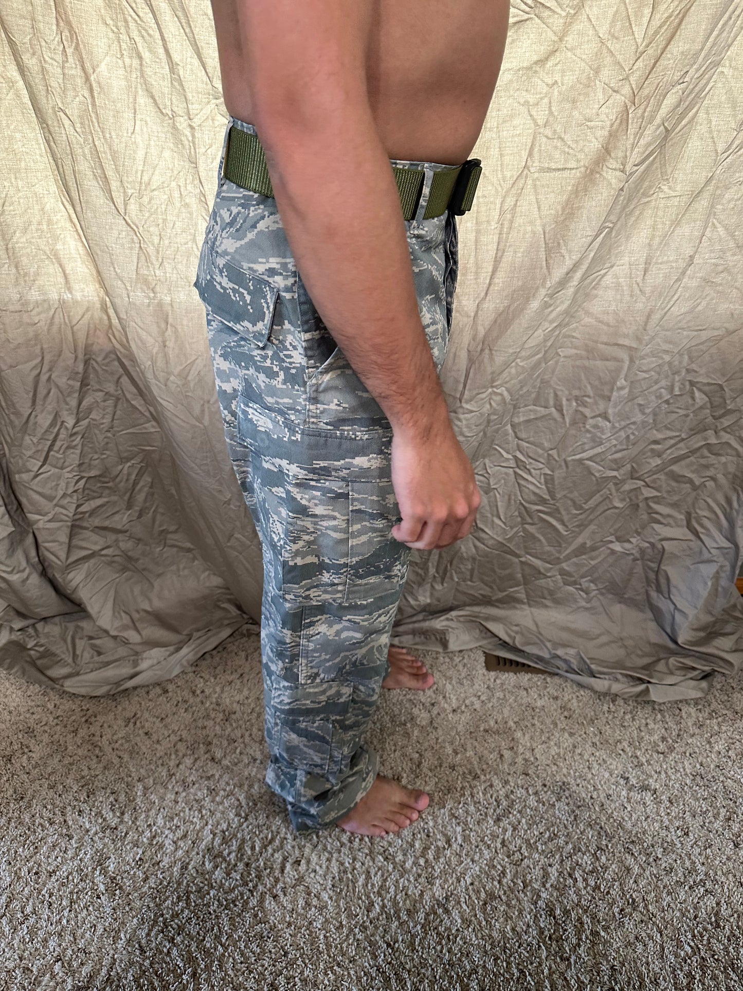 Men’s 30R Abu airman battle uniform USAF civil air patrol pants with olive green belt included