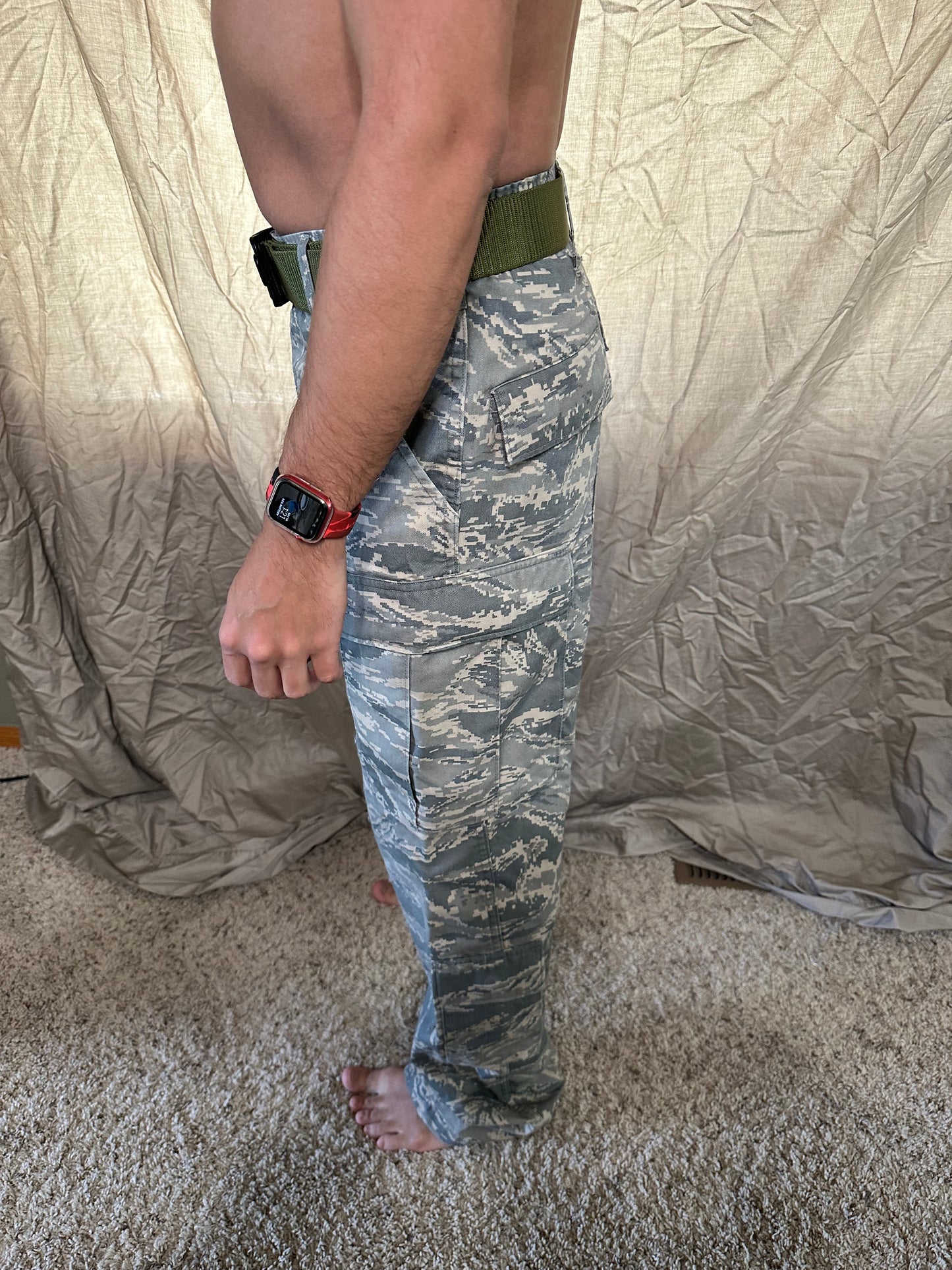 Men’s 30R Abu airman battle uniform USAF civil air patrol pants with olive green belt included