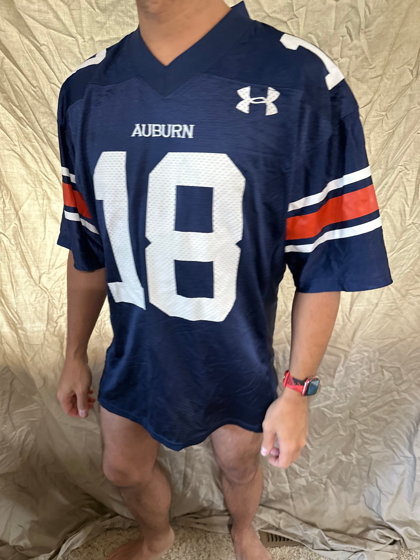 Men’s small auburn football jersey dark blue #18 under armour