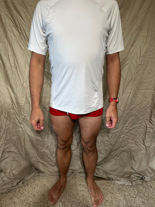 Men’s white lands end size small compression shirt short sleeve