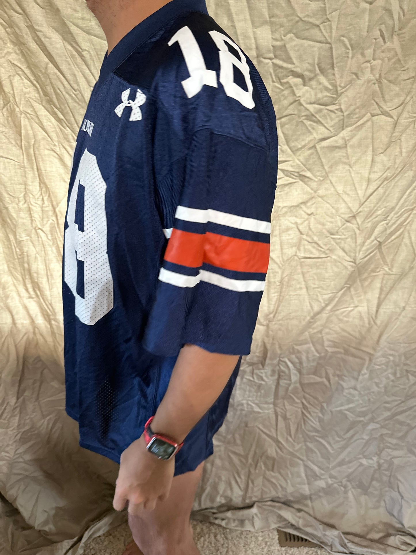 Men’s small auburn football jersey dark blue #18 under armour