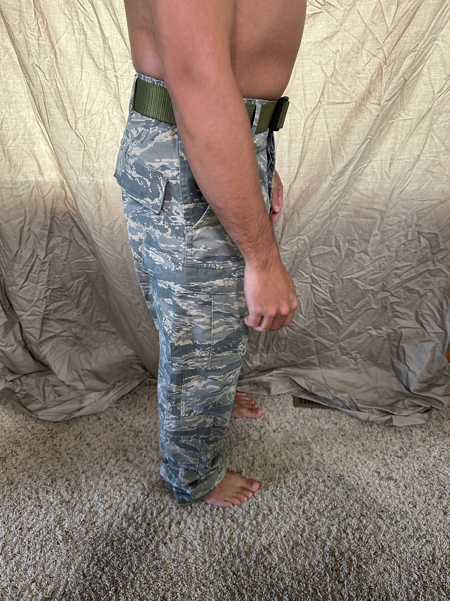 Men’s 30R Abu airman battle uniform USAF civil air patrol pants with olive green belt included
