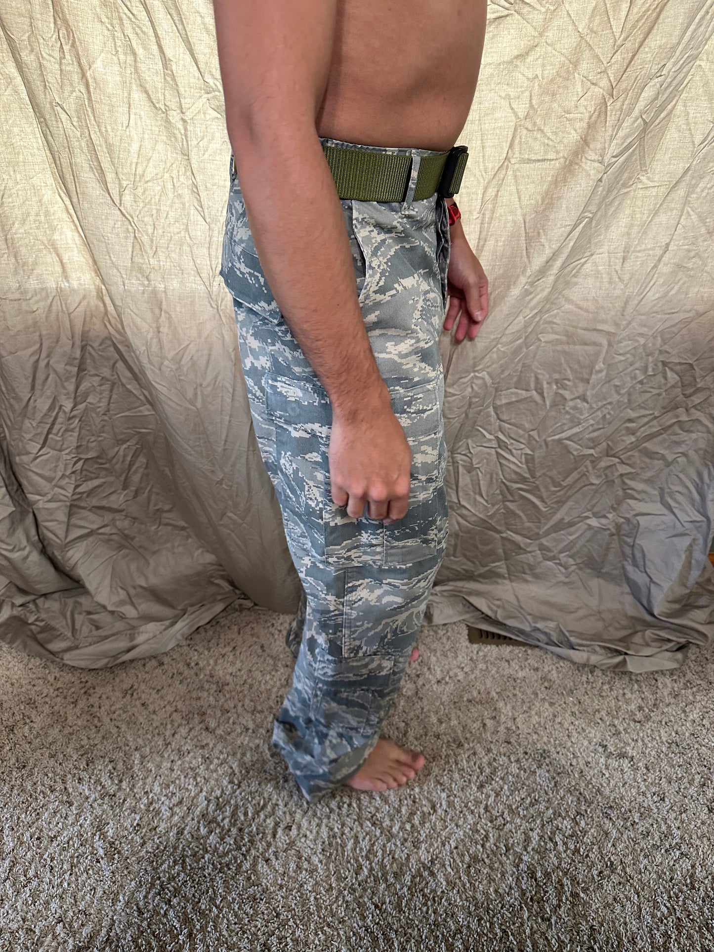 Men’s 30R Abu airman battle uniform USAF civil air patrol pants with olive green belt included