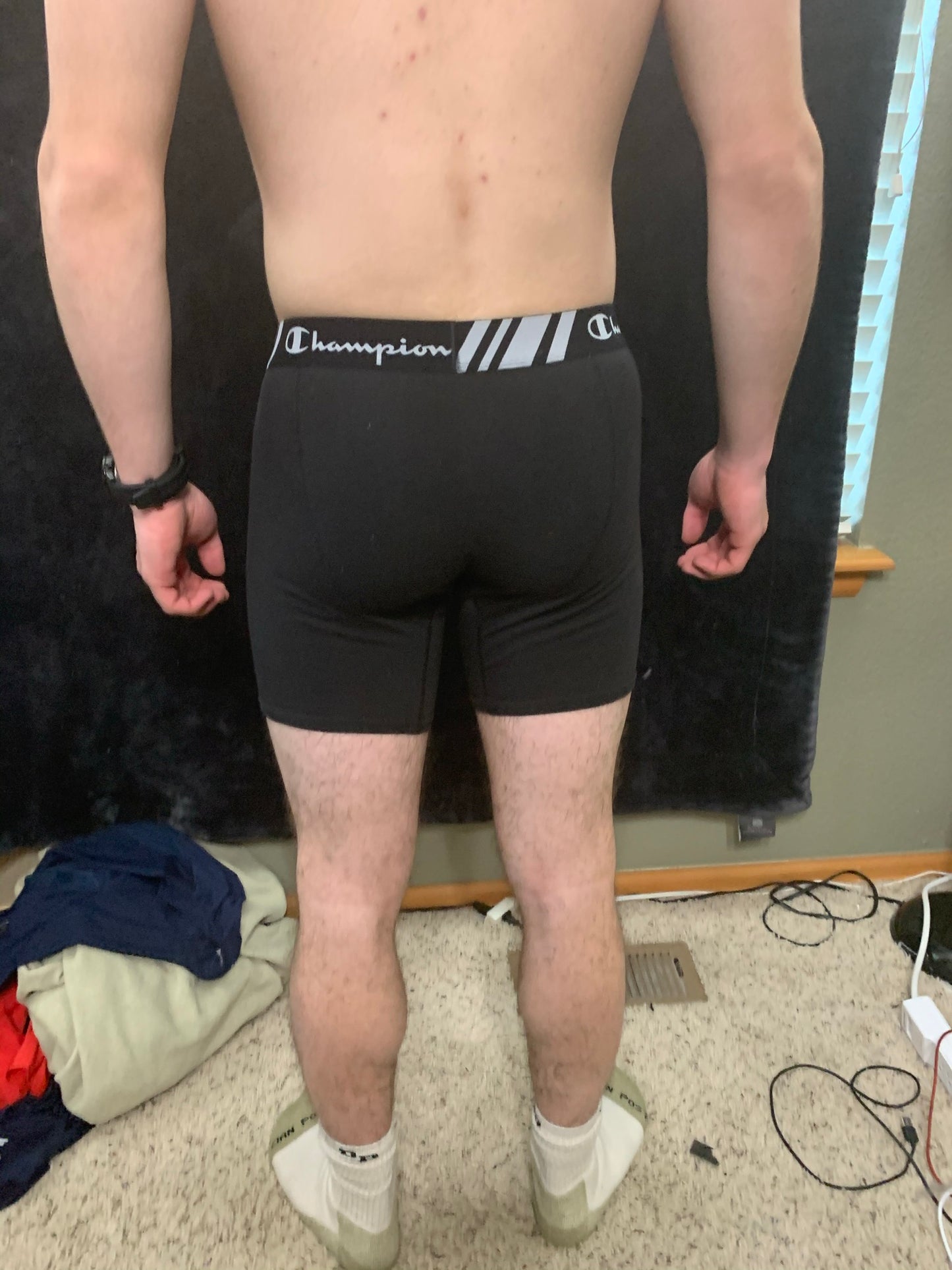 Men's Champion Boxer Briefs Black or Gray