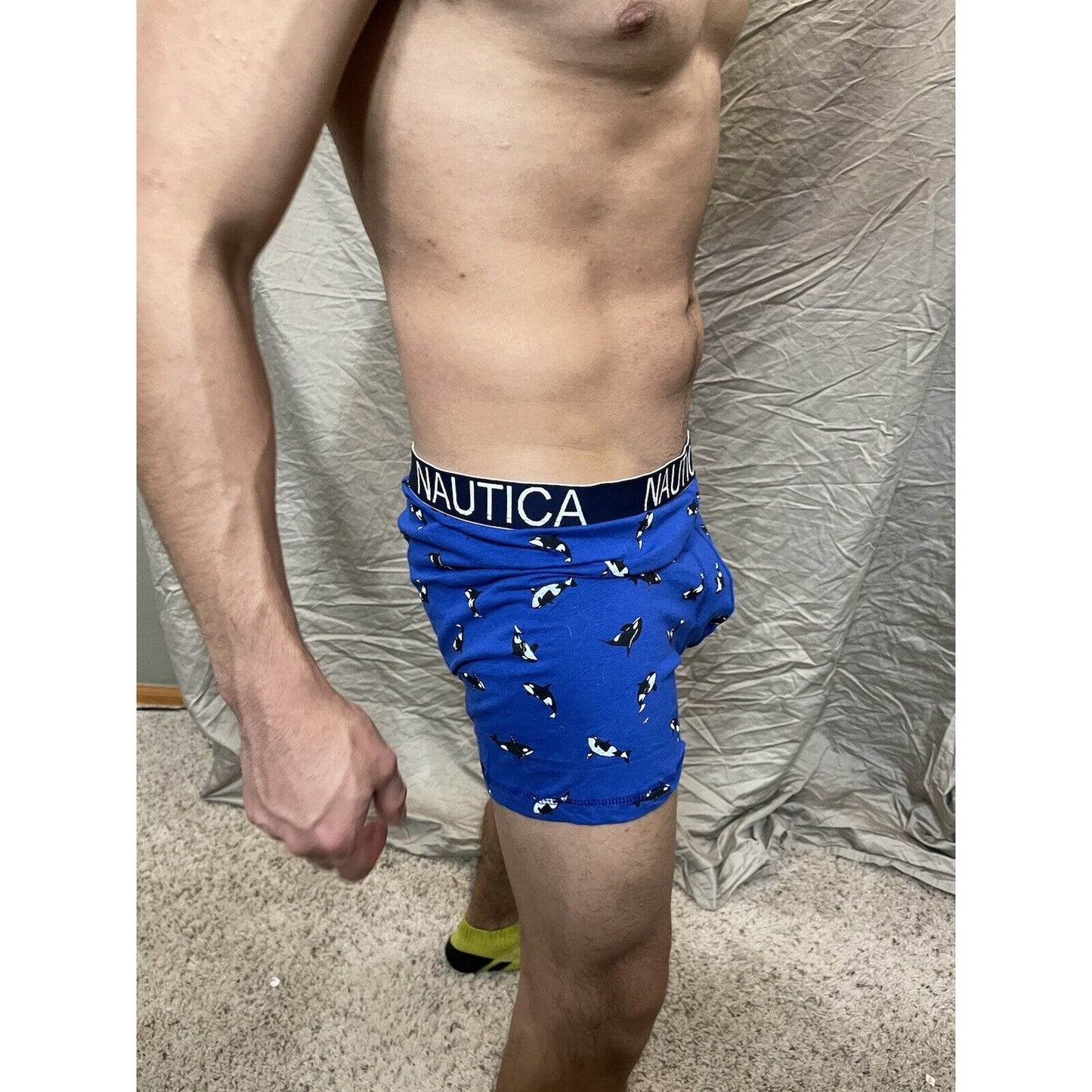 men's nautica whales - orca - XL blue compression boxer shorts