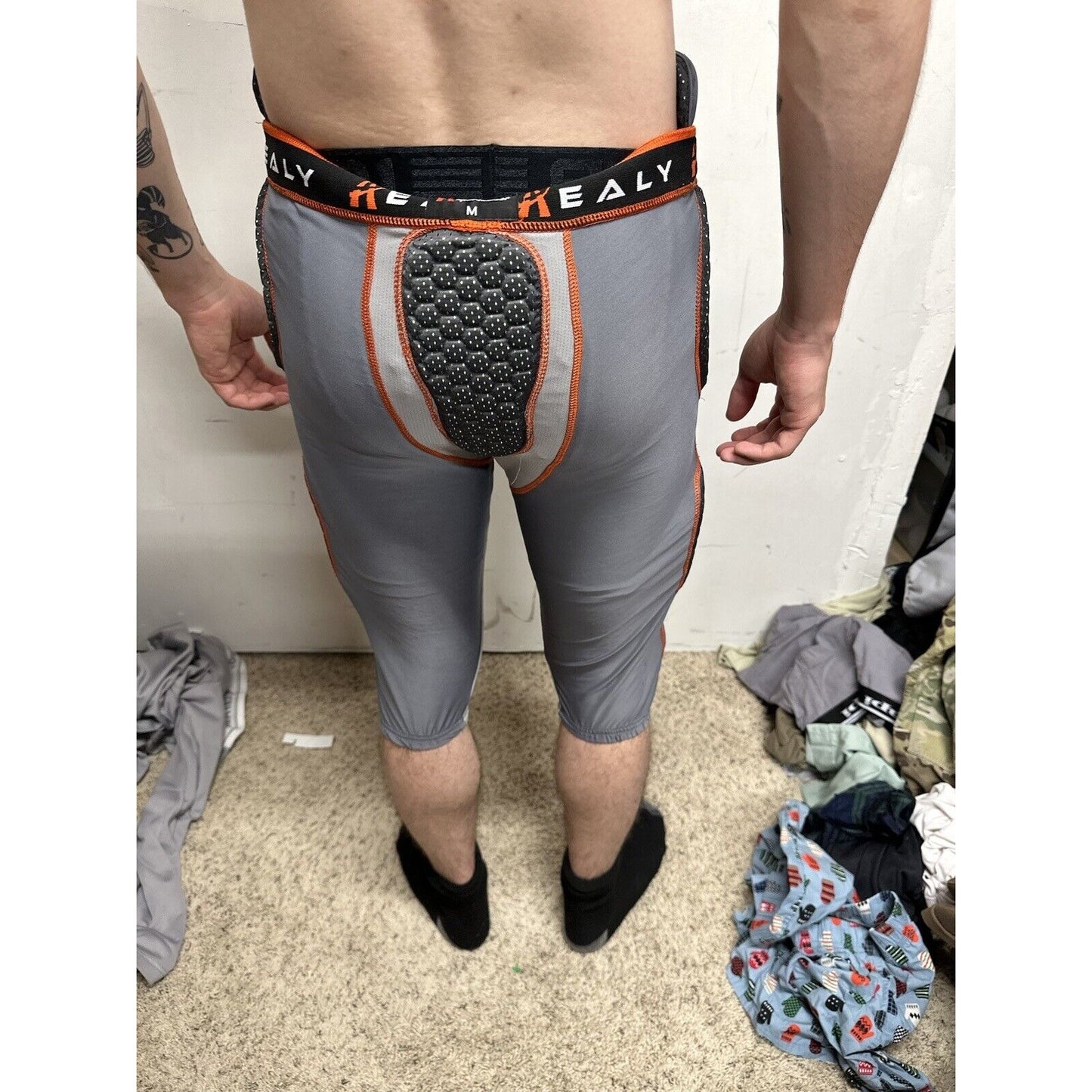 Men’s Healy Sportswear Medium Gray Orange Football Pads Girdle