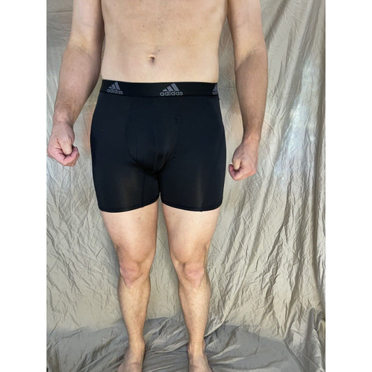 men's black adidas aeroready black compression boxer briefs Large