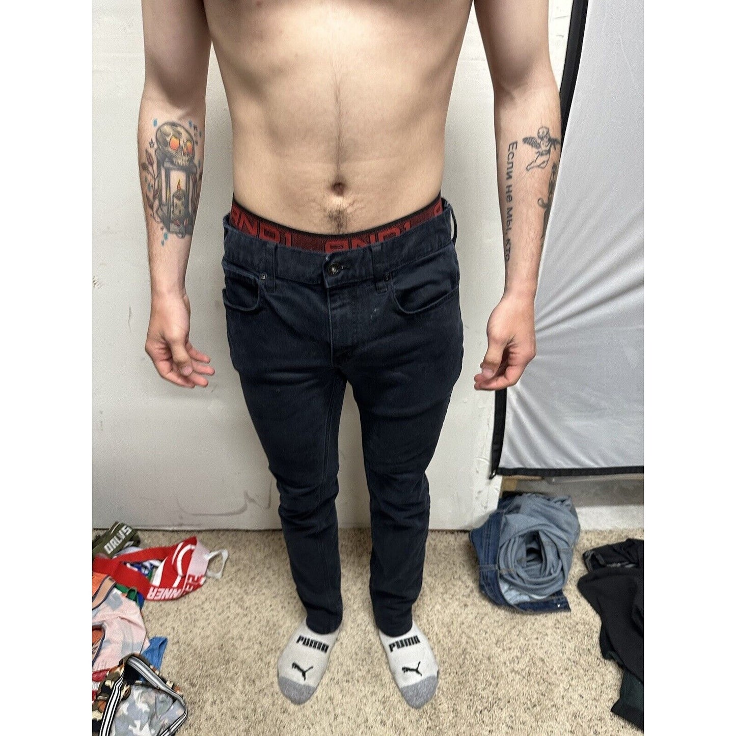 Men’s Black Rude Skinny Jeans 34 X 32