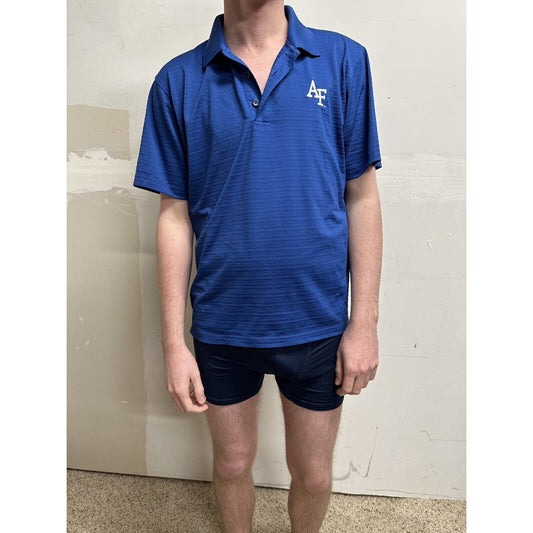 men’s blue af usafa air force polo shirt vansport medium