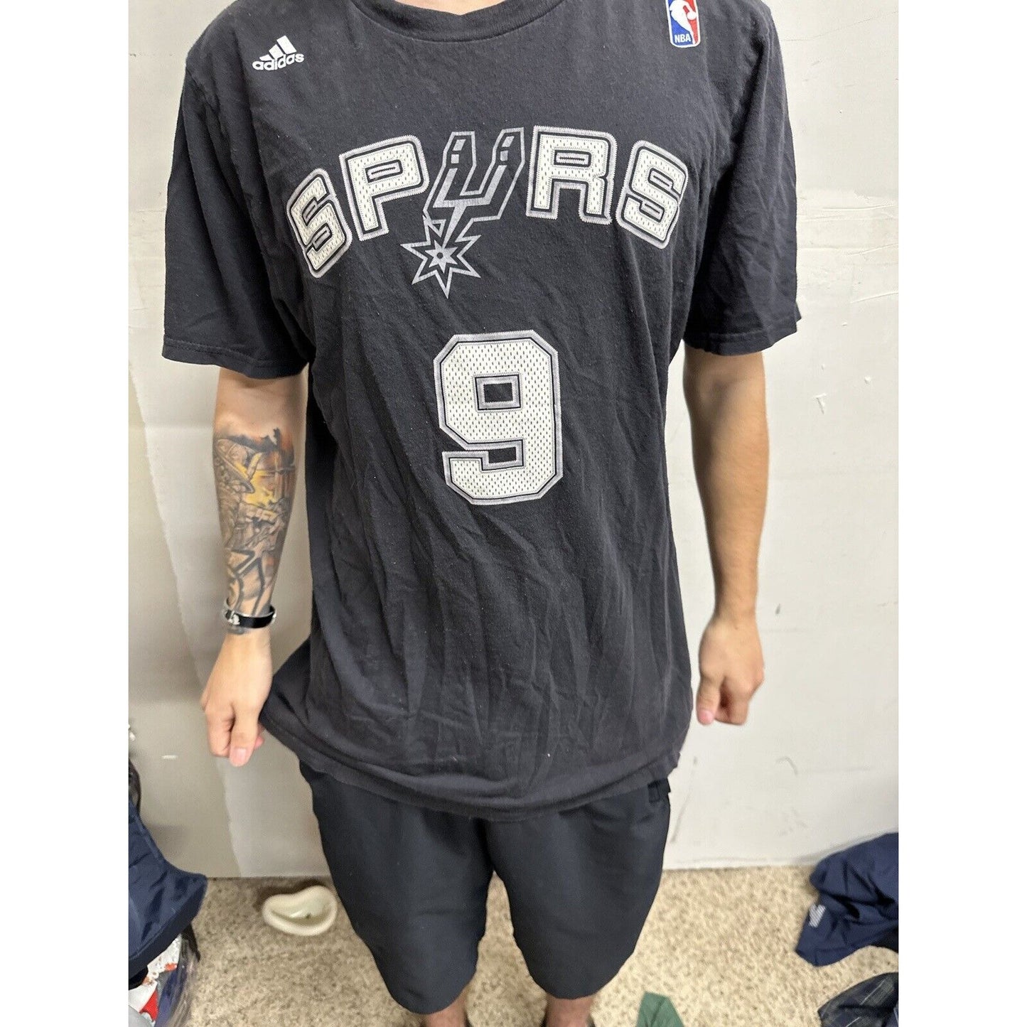 Men’s The Go To Tee Large Adidas Black NBA Spurs San Antonio 8 Shirt