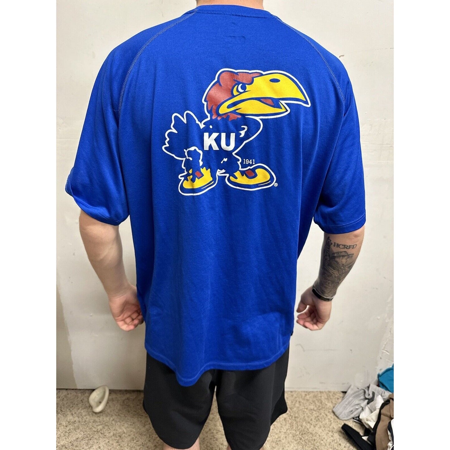 Men’s Medium Kansas Football Medium Adidas Climalite Tshirt