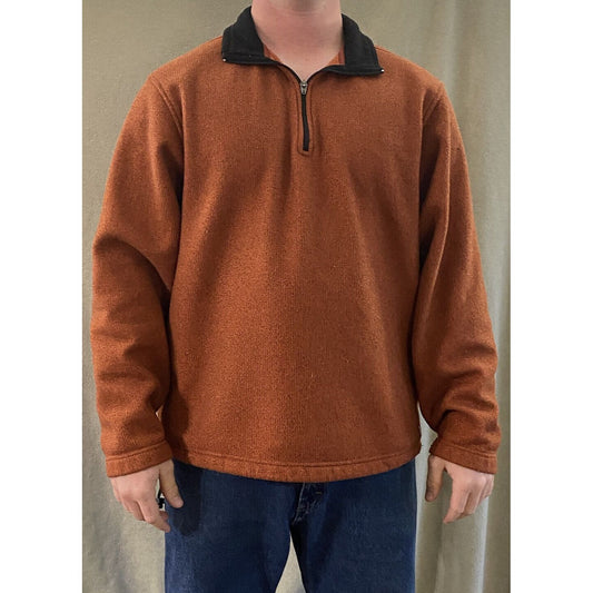 Old Navy Brand Men’s XL Burnt Orange 1/4-zip Polyester Pullover Sweater