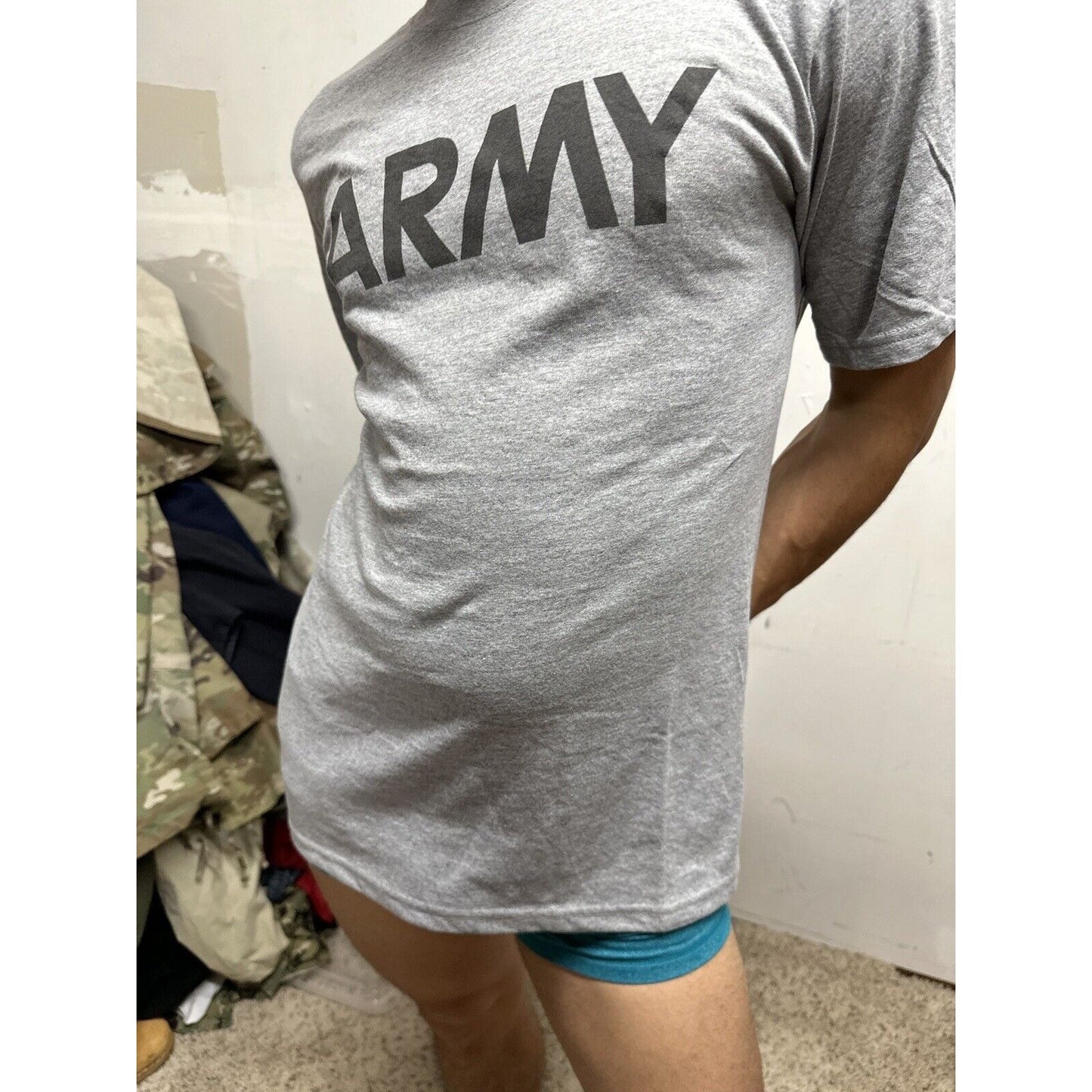 Men’s Soffe Small Dri Release Gray Army Pt Uniform Short Short Sleeve