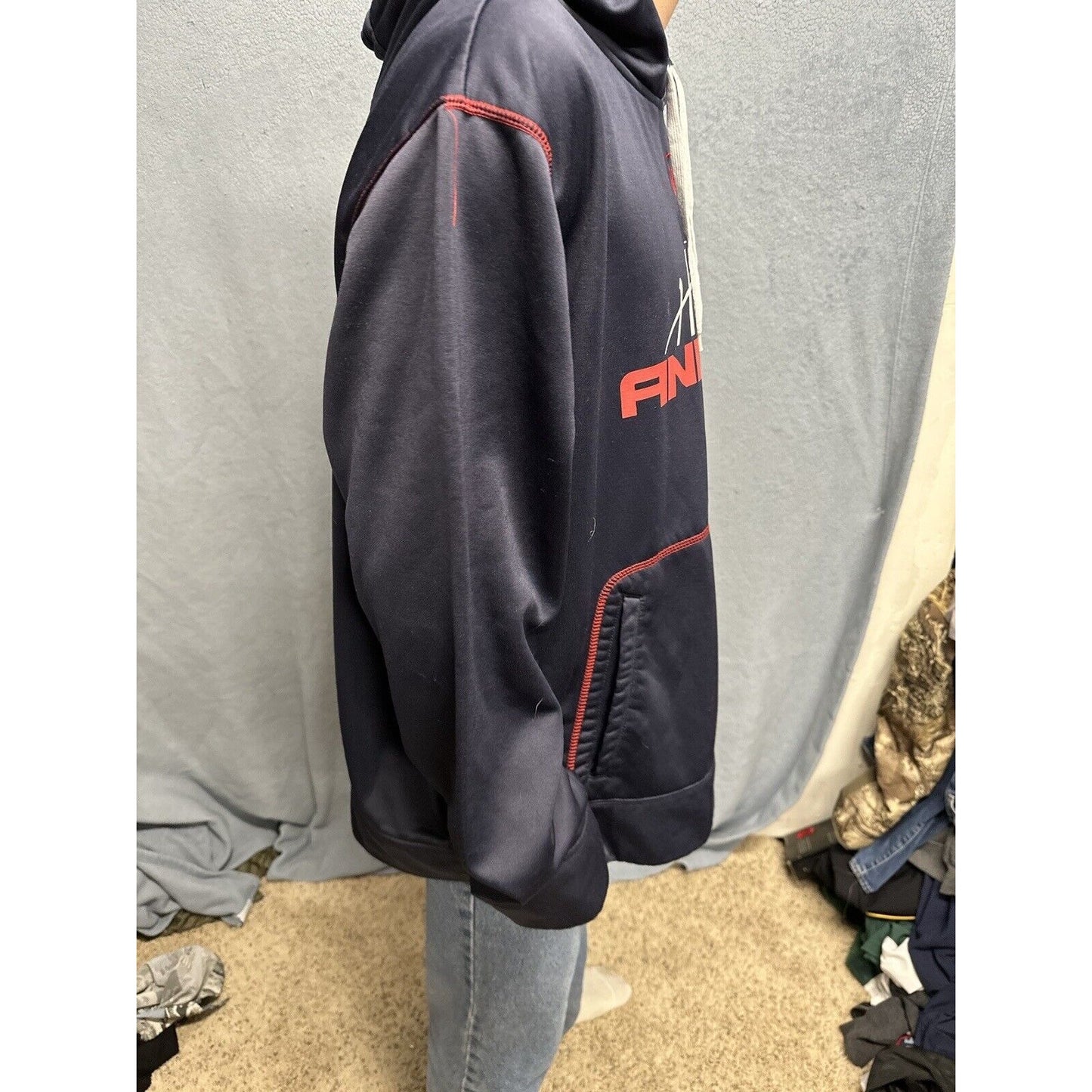 Men’s Dark Blue And Red AND1 Pullover Hoodie 2XL
