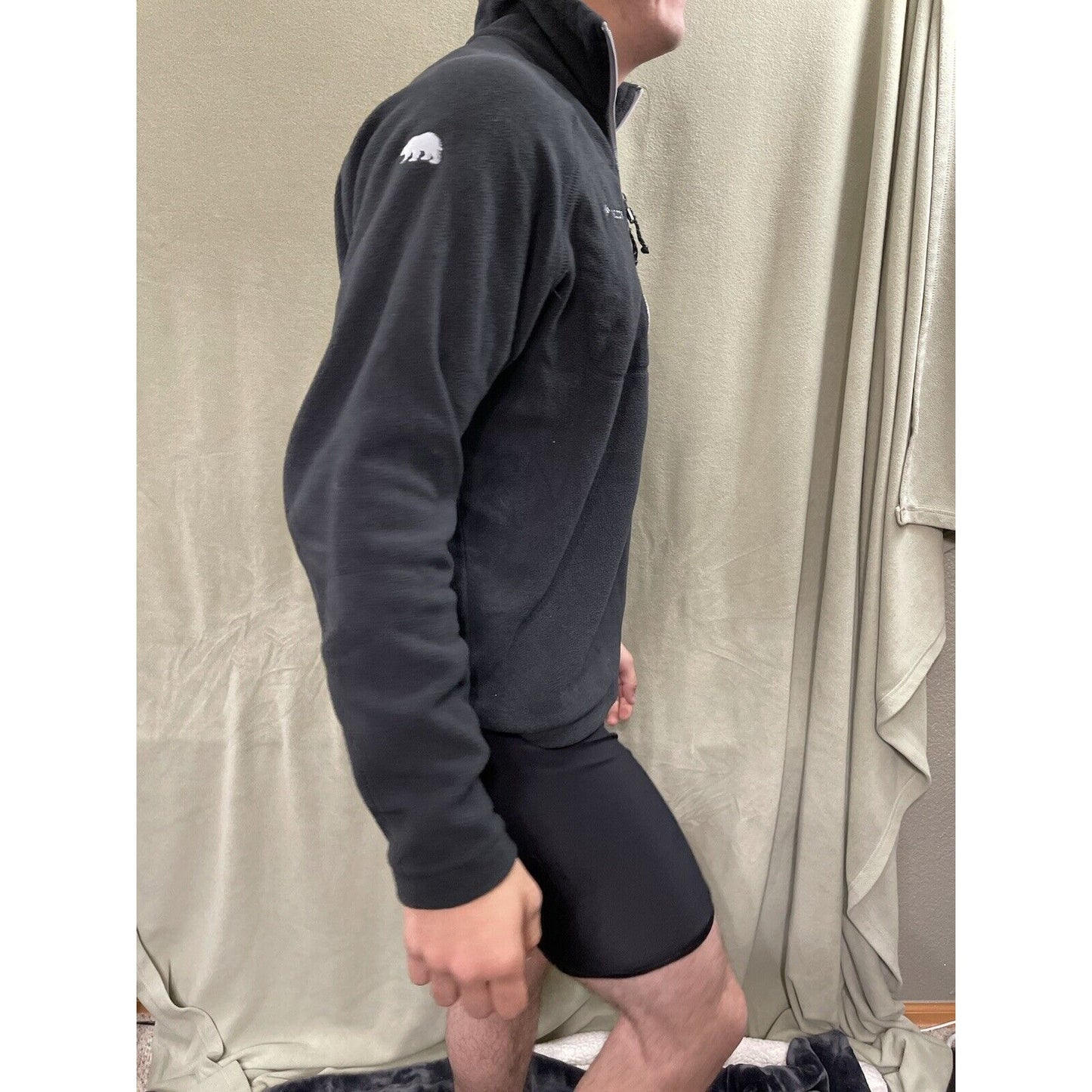 Men’s Black Columbia Fleece Jacket Bear Logo Size Small