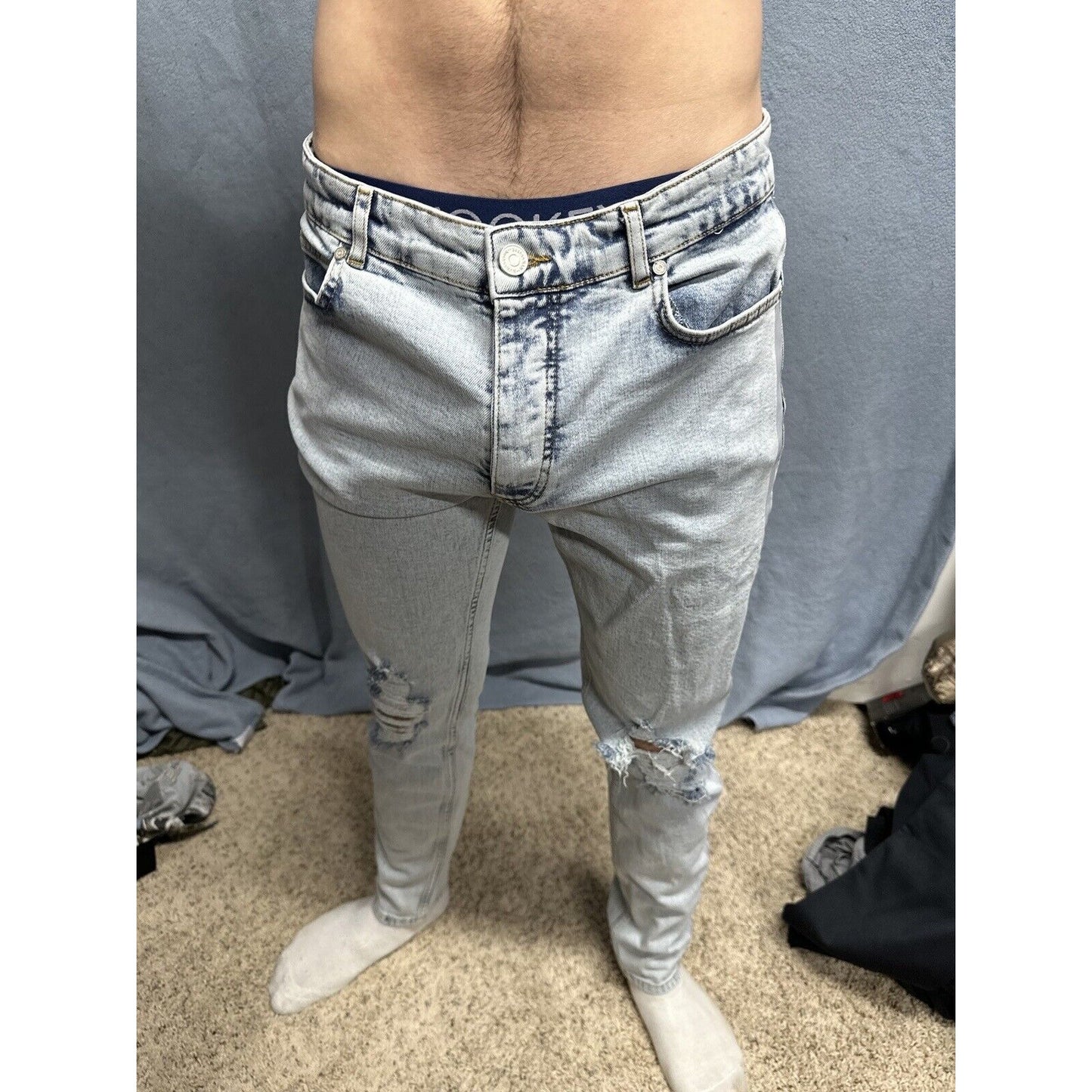 Men’s Light Blue Boohooman Size 34 Regular Jeans