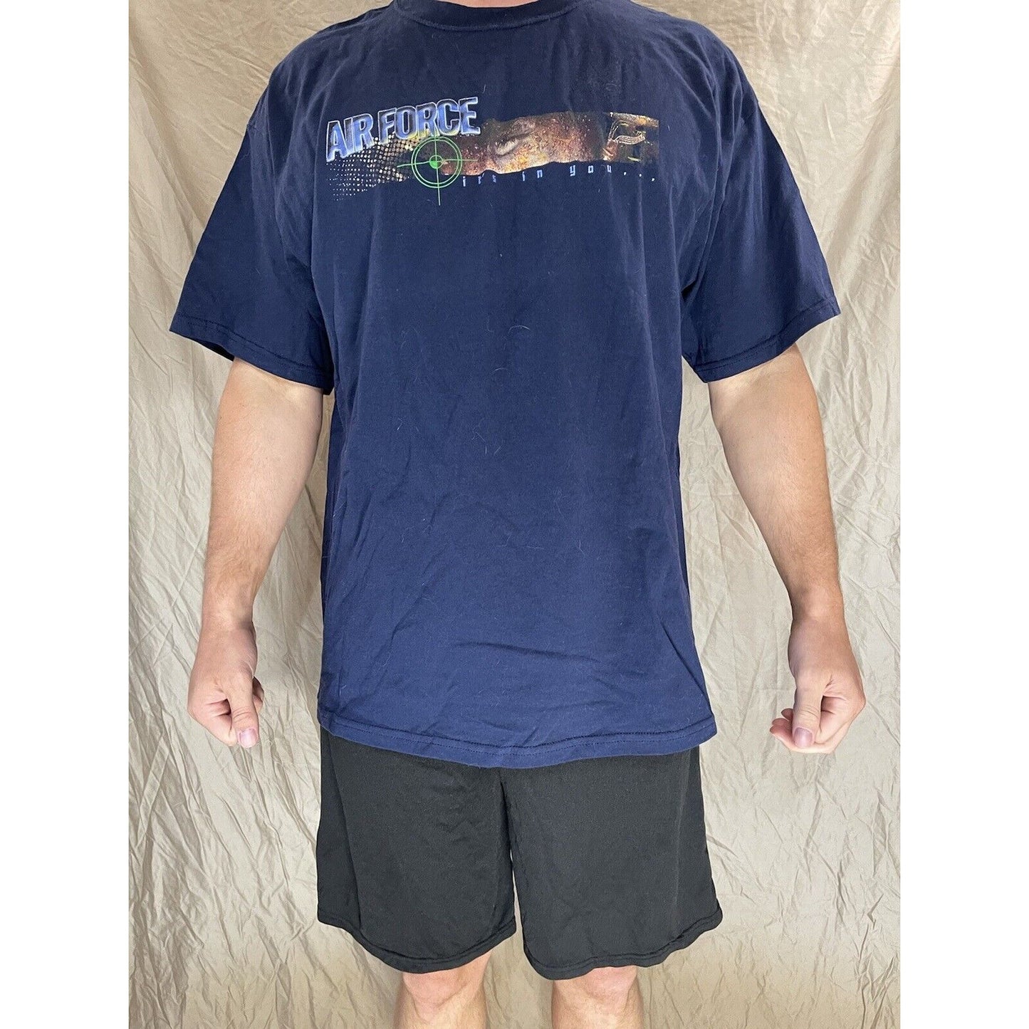 men's navy blue air force short sleeve t-shirt XL