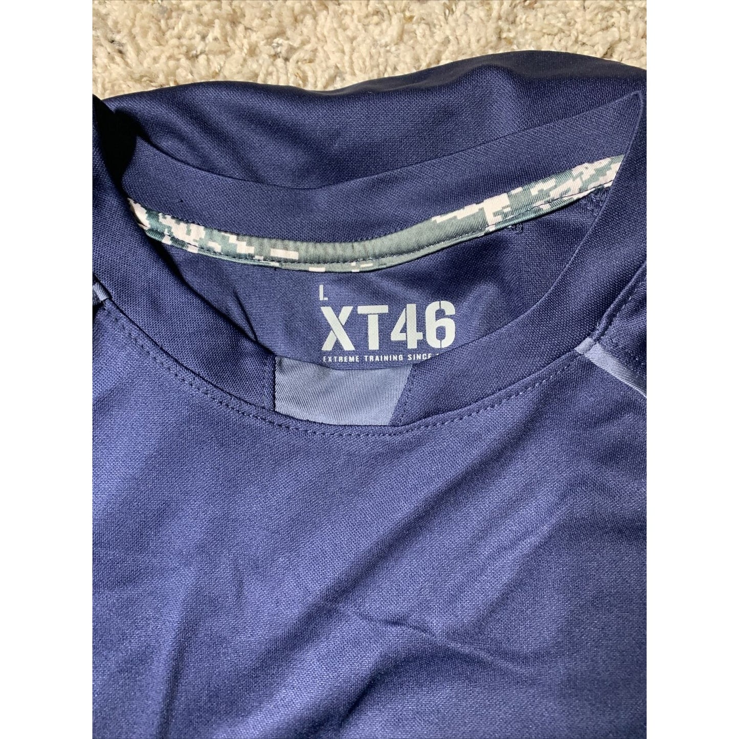Men’s Soffe XT46 Navy Blue Camo Large Tee 100% Polyester