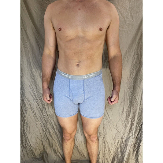 men's medium hanes light blue boxer brief