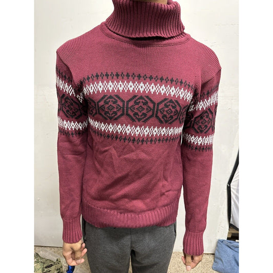Brick red maroon men’s xpose long sleeve sweater fits like a small/medium