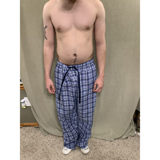 Hanes Tagless Men's Woven Sleep Pajama Lounge Blue Pants Drawstring XL