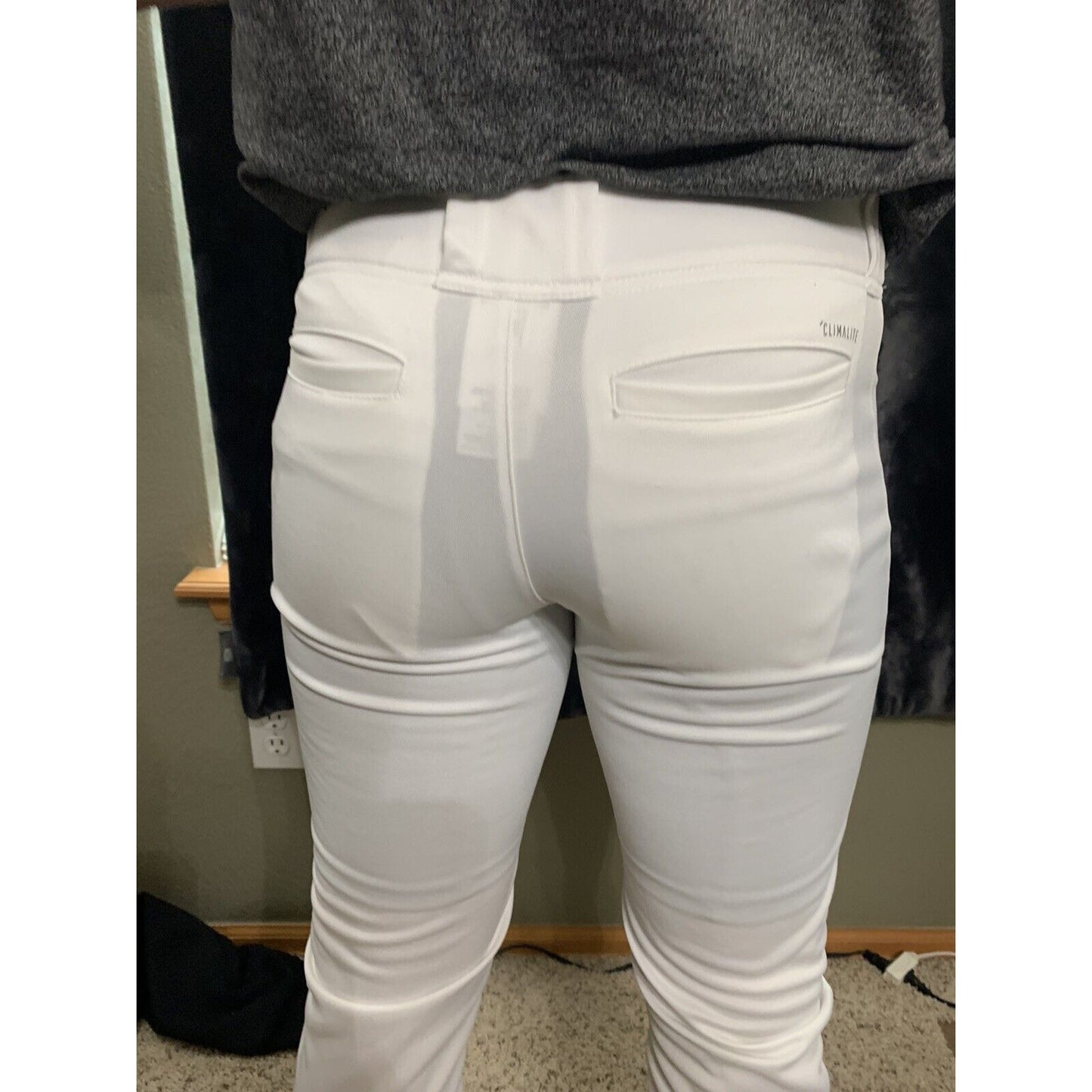Men’s Adidas Climalite White Polyester Baseball Pants Size Large