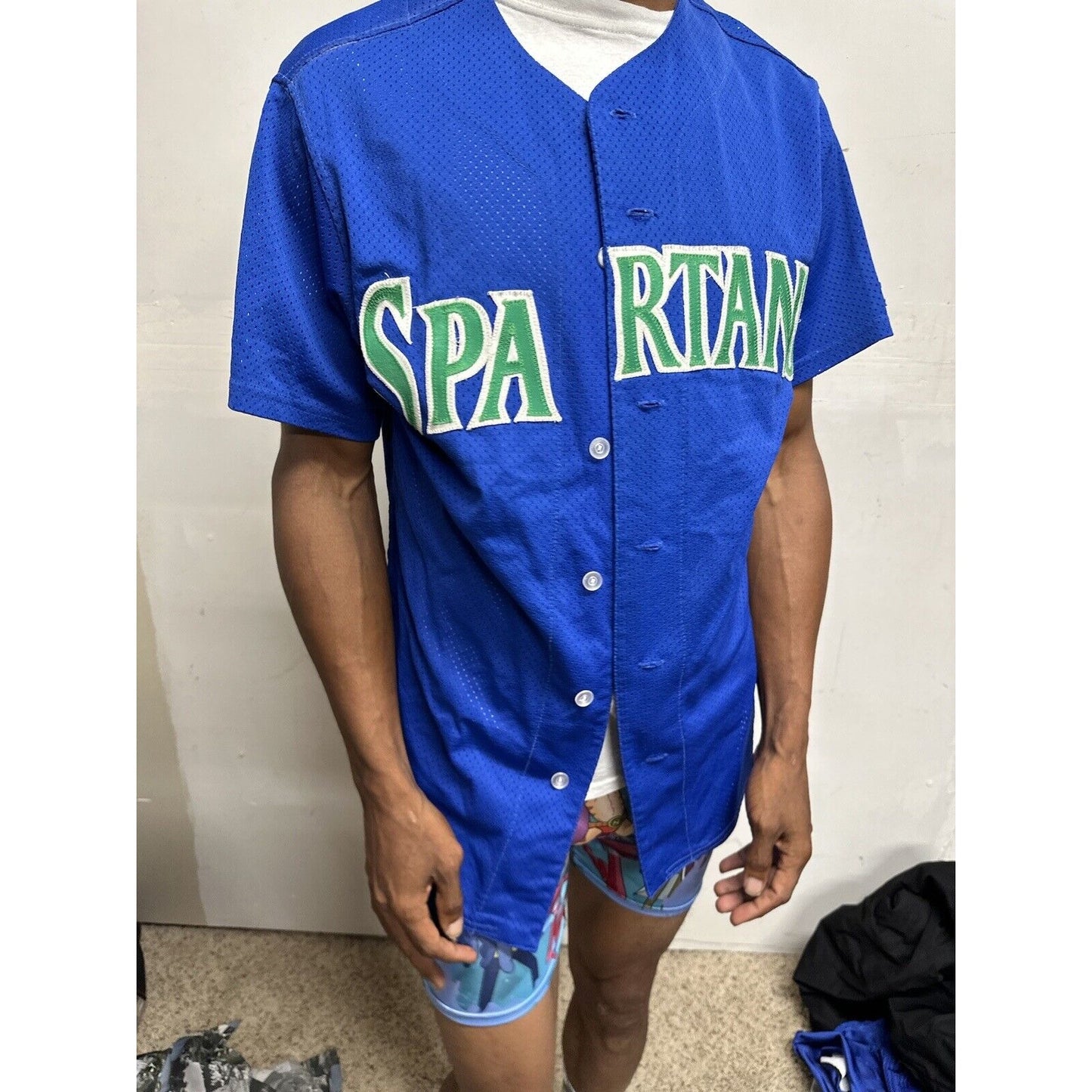 Men’s Victory Size 38 Blue Baseball Jersey Spartans