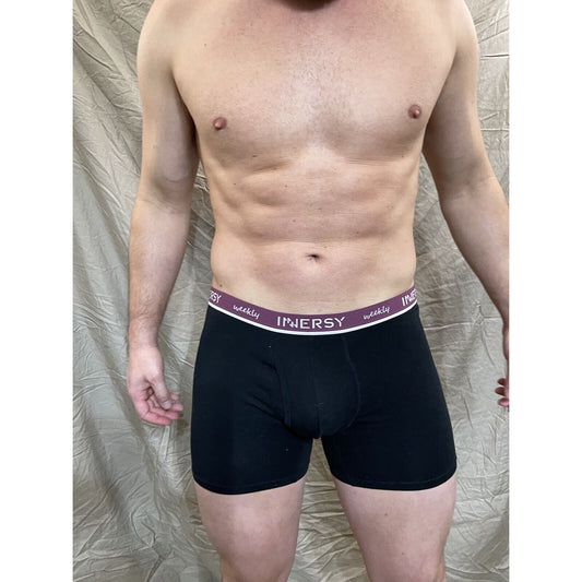 Inersy Weekly Men's black boxer briefs Purple  band New And Unworn Large