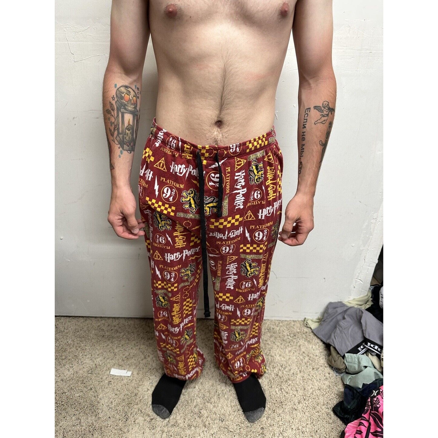 MENS XL Harry Potter Hogwarts Gryffindor Sleep Lounge Pajama Pants Platform