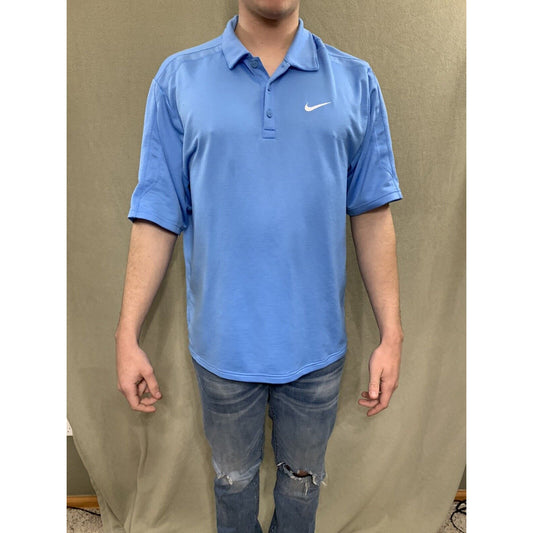 Nike Mens Large Golf Polo Blue Short Sleeve Shirt Dri Fit