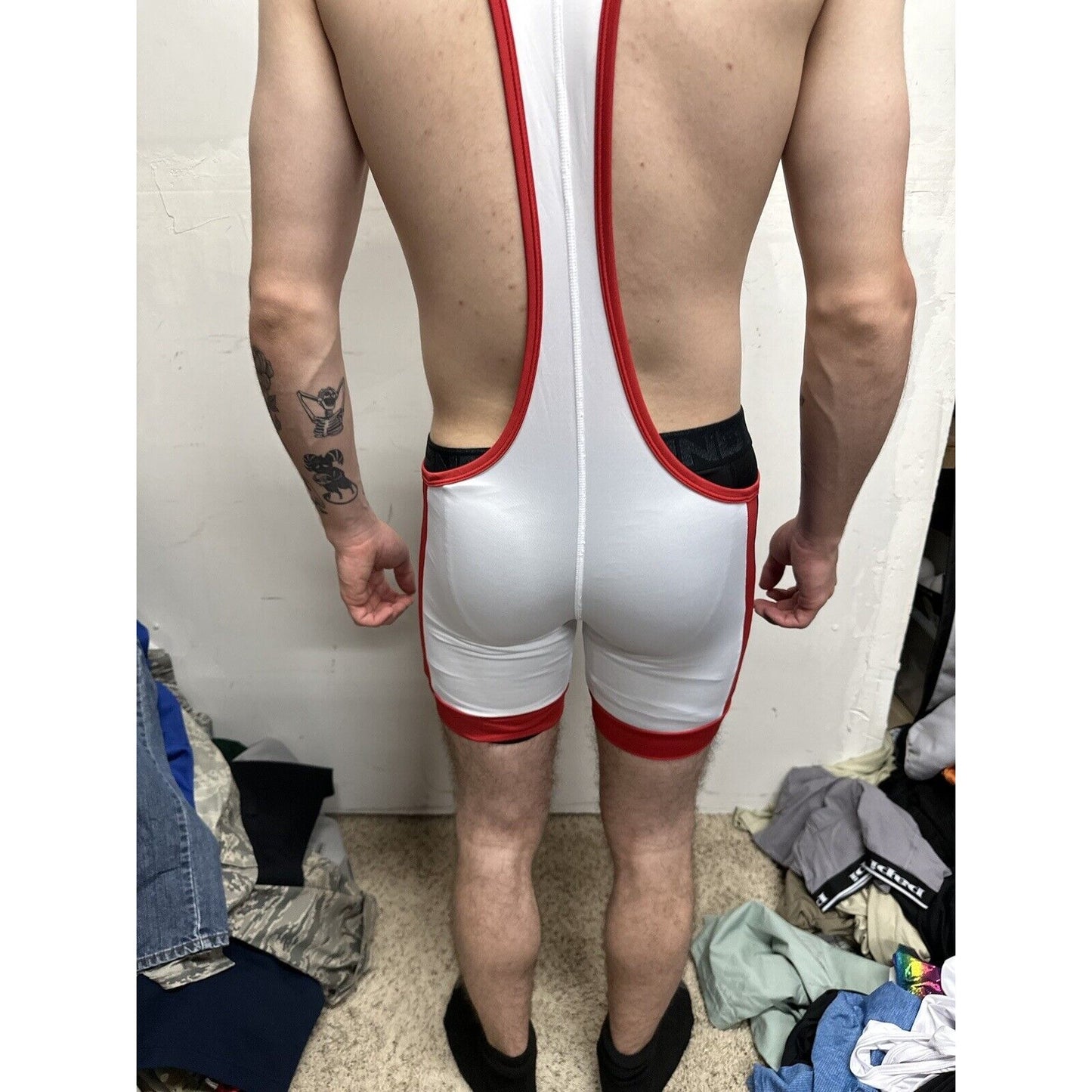 Men’s Patriotic Red White And Blue Tauwell Wrestling Singlet Large