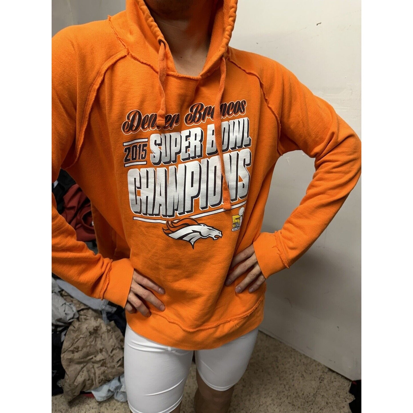 Woman’s NFL Team Apparel Denver Broncos 2015 Super Bowl Champions Orange Hoodie