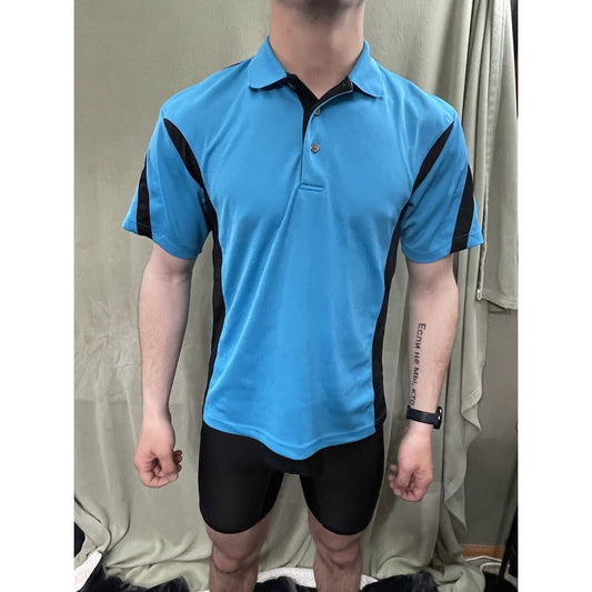 Men’s Grand Slam AirFlow Small Teal Polo Three Button with Black Accents