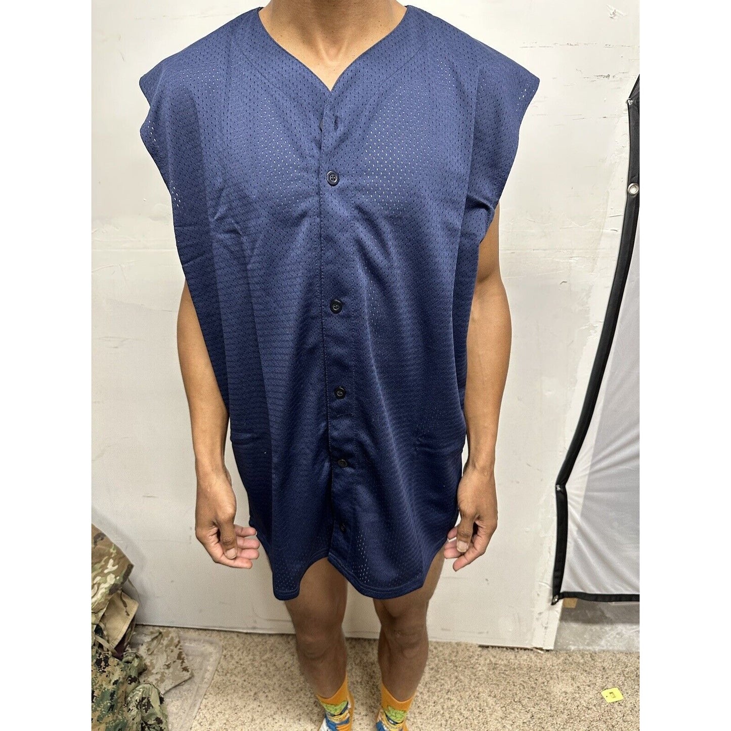 Men’s Large Dark Blue Team Basics Athletic Gear Jersey Mesh