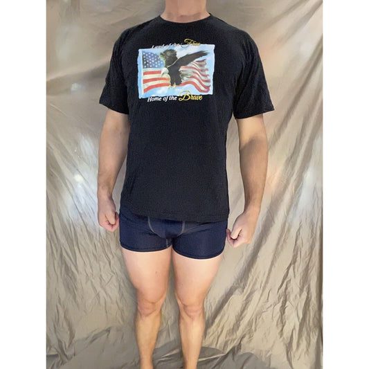 men's black t-shirt land of the free home of the brave large t-shirt patriotic