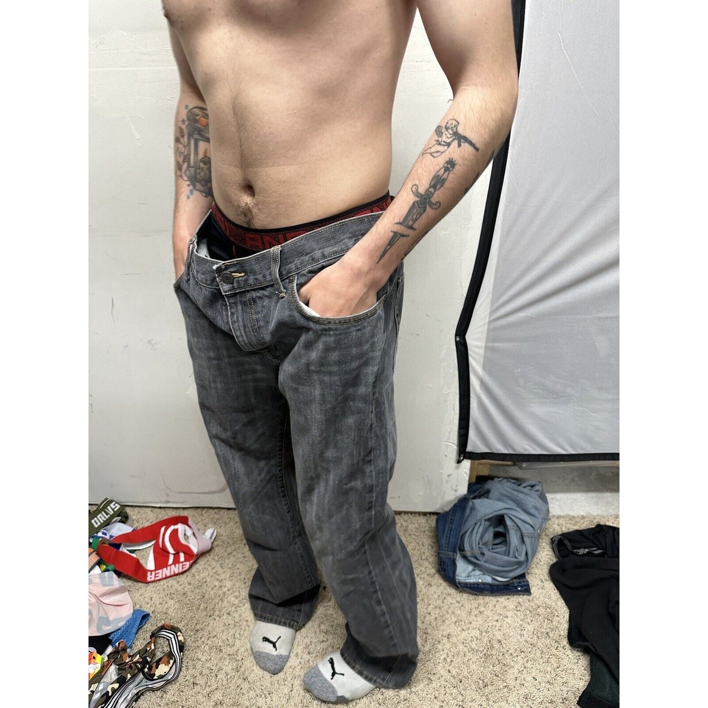 Men’s Gray Old Navy Boot Cut 36 X 32 Jeans