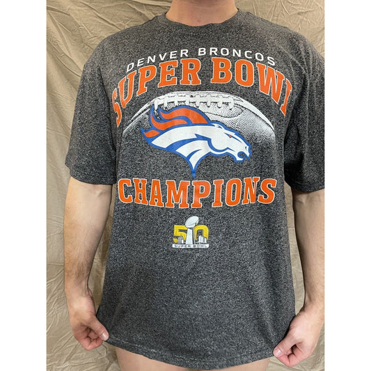 Men's 2XL Gray Denver Broncos Super Bowl 50 Champions