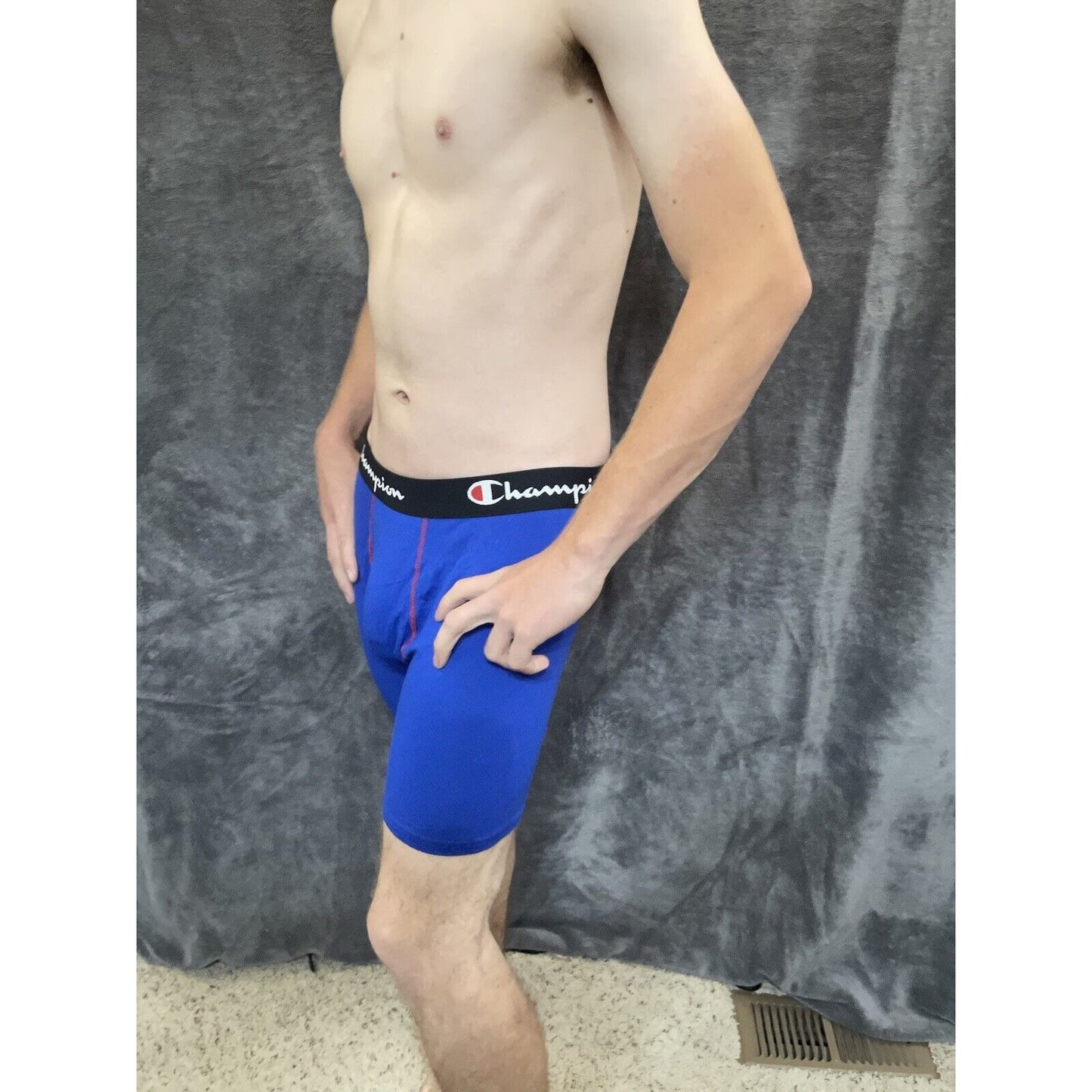 men's medium royal blue champion boxer brief 5% spandex