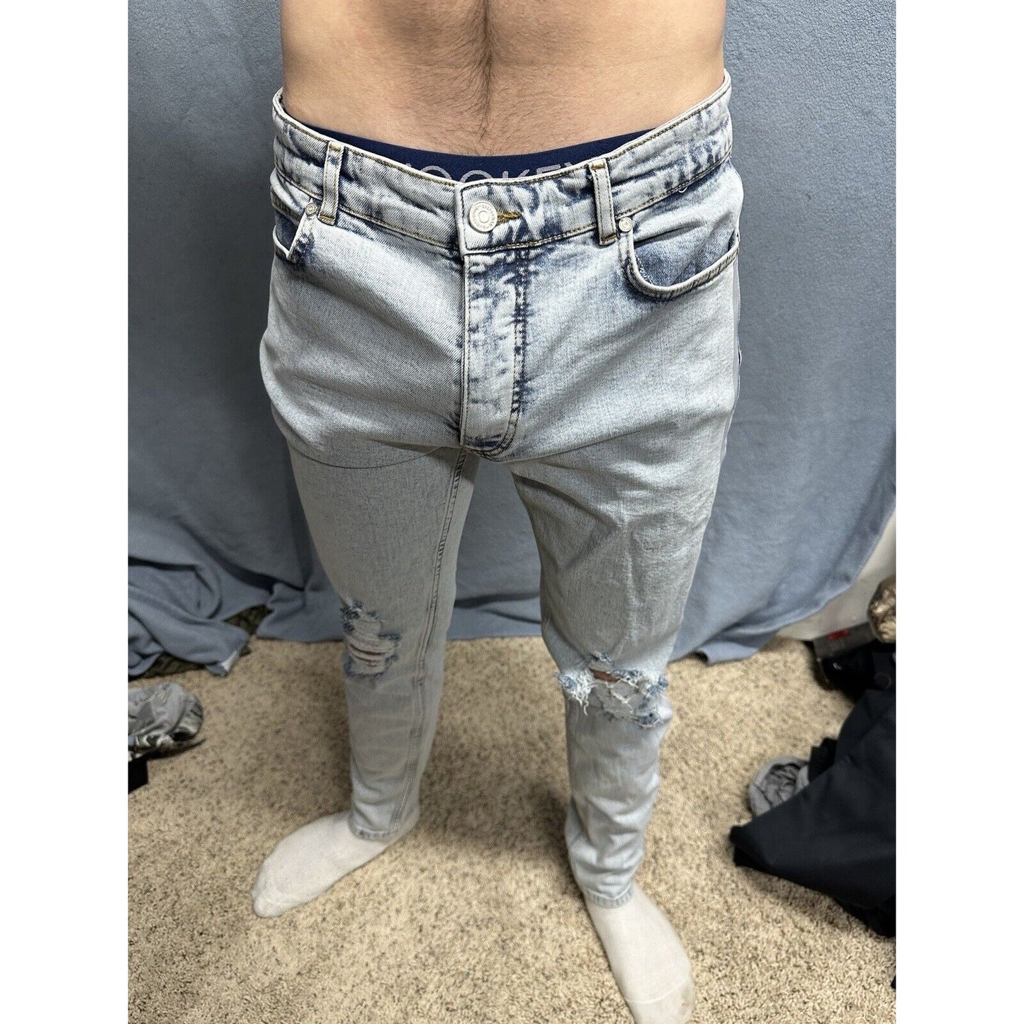 Men’s Light Blue Boohooman Size 34 Regular Jeans