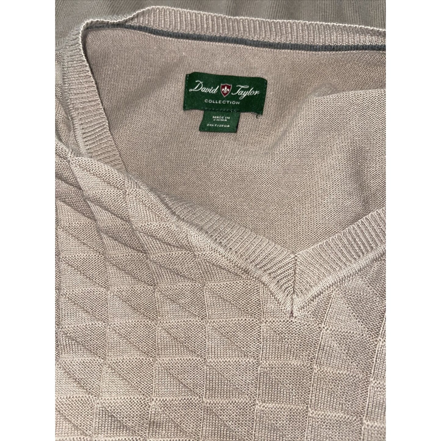 Men’s David Taylor Collection 2XLT Tan Sweater Vest