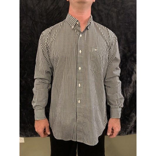 Mens Dockers Black Checkered Long Sleeve Button Front Dress Shirt XL MSRP - $55