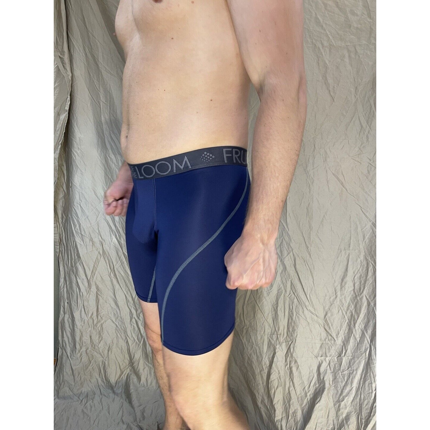 men's fruit of the loom dark blue compression boxer briefs medium
