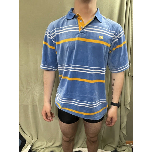 Men’s Medium Ecko Unltd Striped Blue Polo Shirt Very Soft Feel