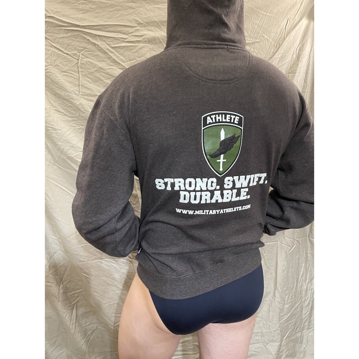 Men's gray military athlete full zip hoodie sport tek medium