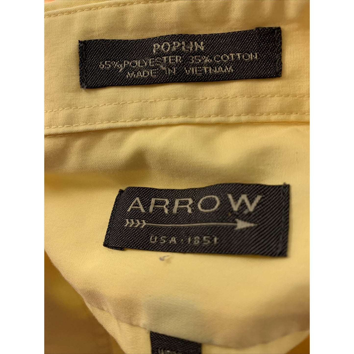 Arrow Hamilton Poplin Short Sleeve Button Down Shirt Large 16 Canary Yellow