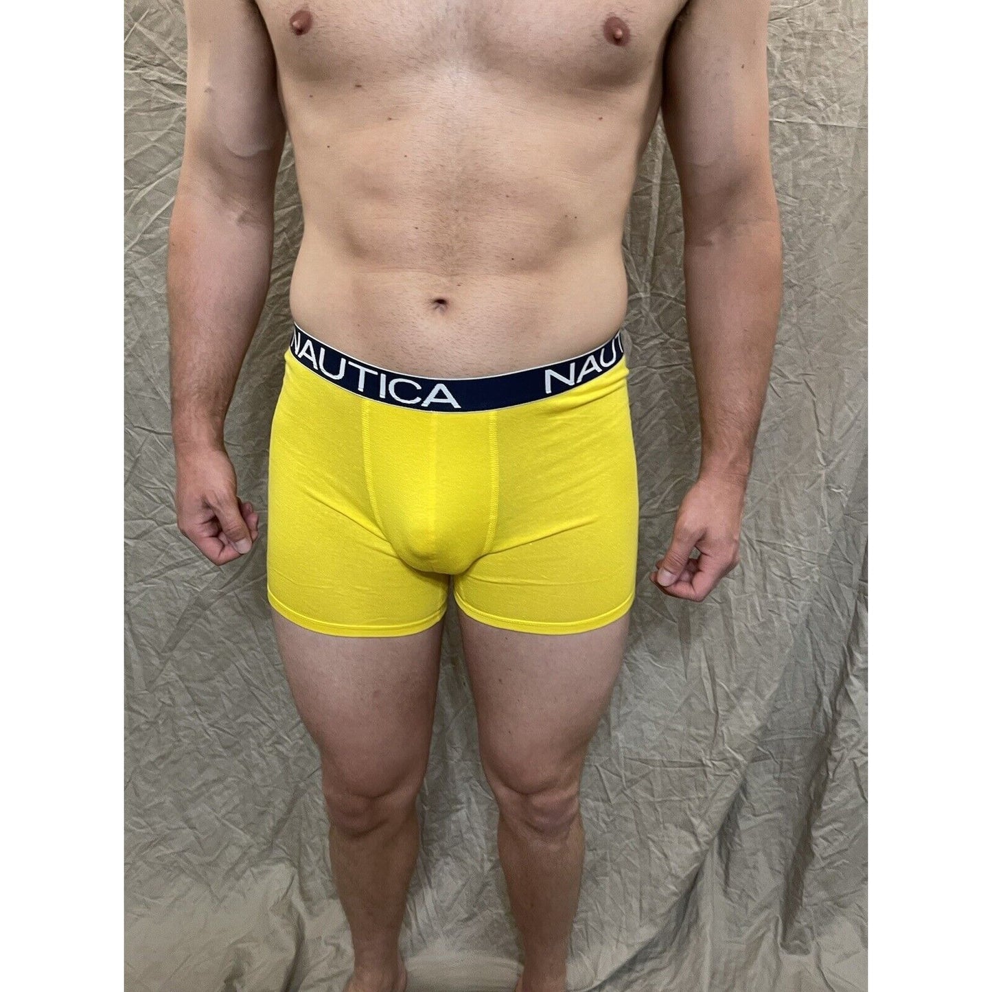 men's nautica 5% spandex boxer brief yellow large