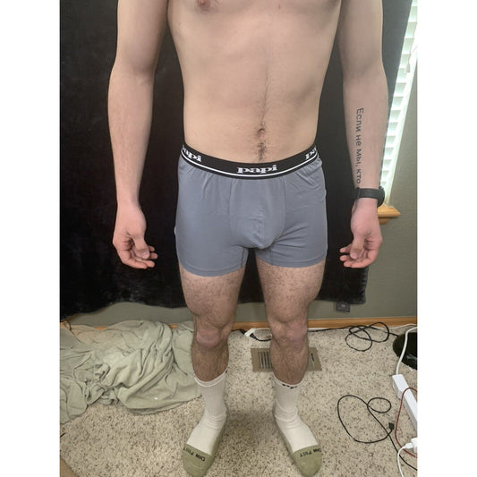 Men’s Papi Medium Boxer Briefs Gray International 5% Spandex Black/white Band