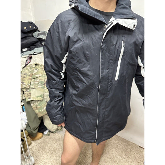 Men’s Columbia Black Omni-tech waterproof Snow Jacket Black Full Zip Hoodie L