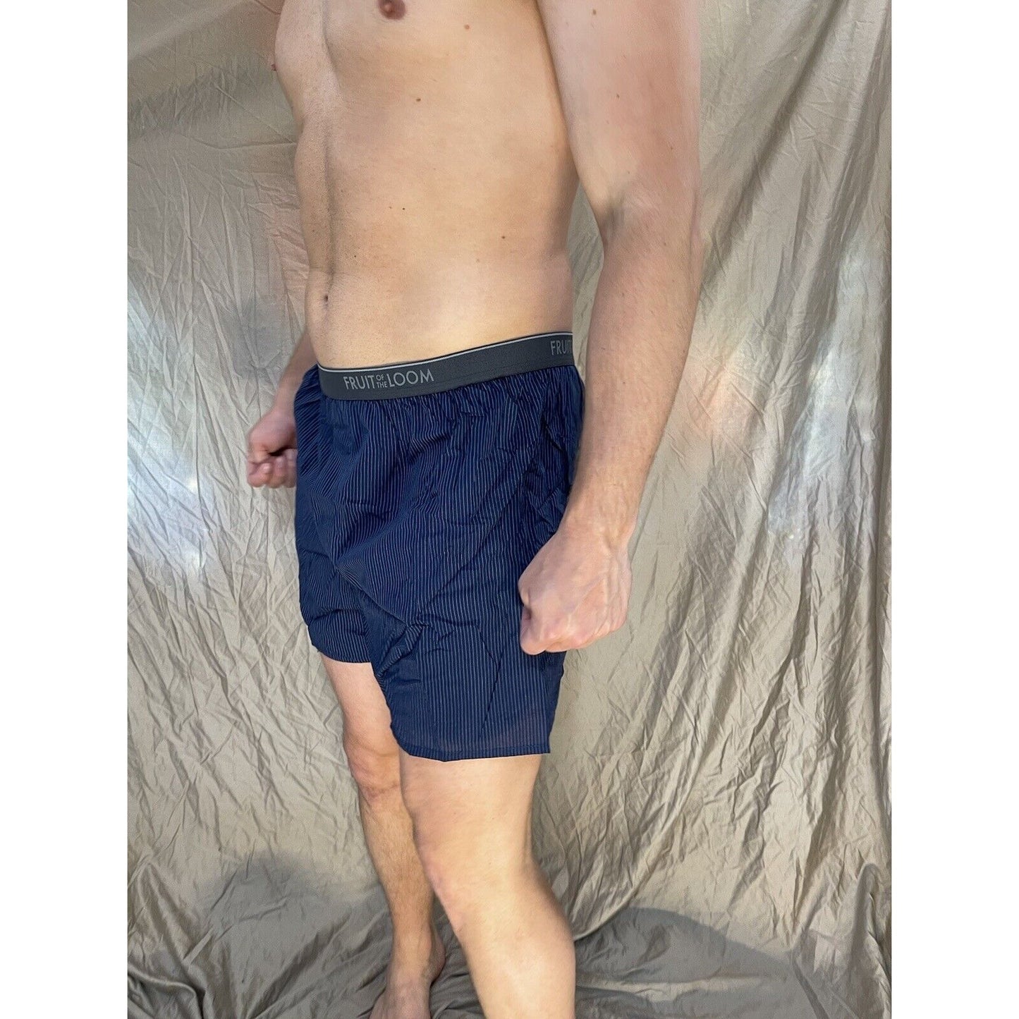 men's fruit of the loom Striped Dark blue boxer shorts Size Small