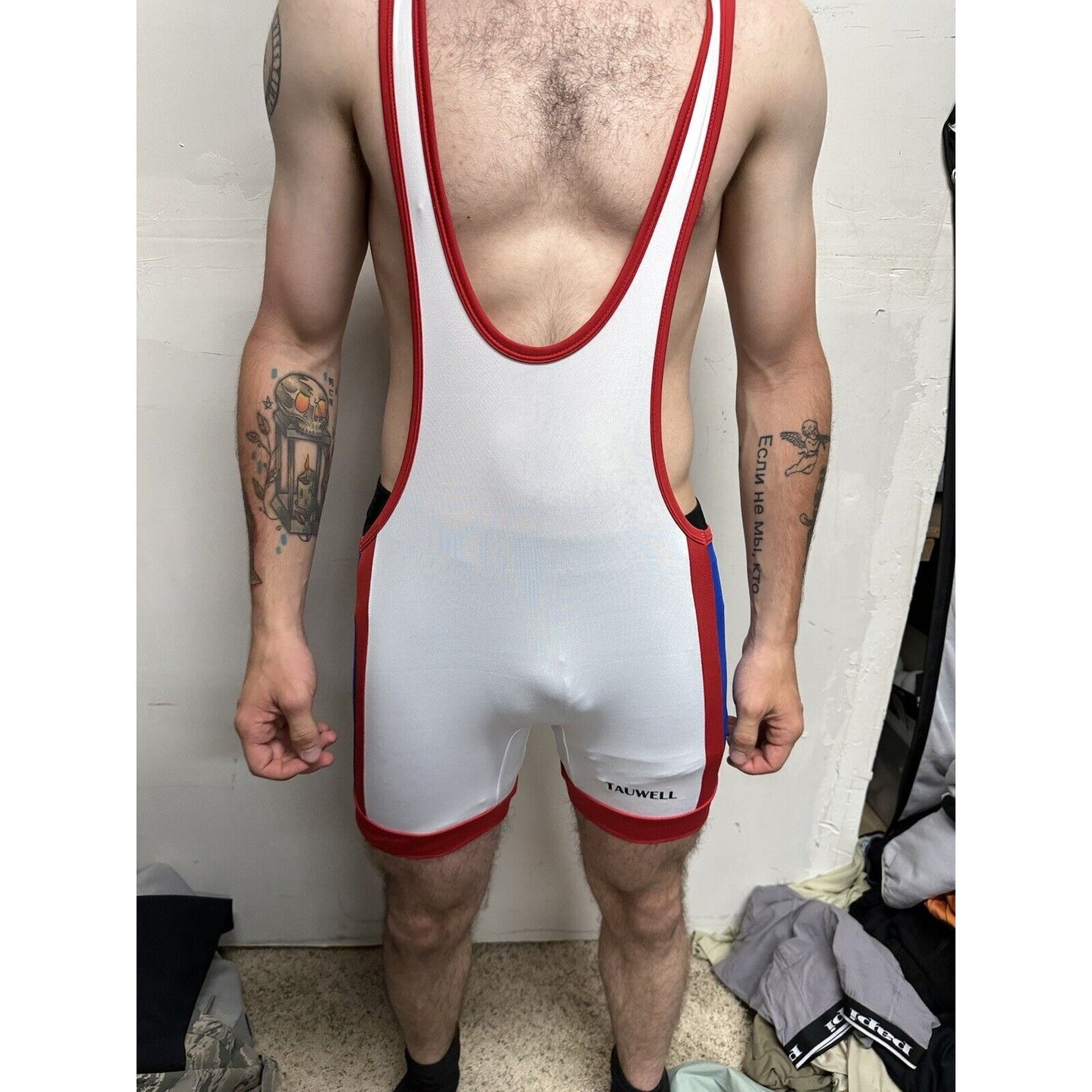 Men’s Patriotic Red White And Blue Tauwell Wrestling Singlet Medium